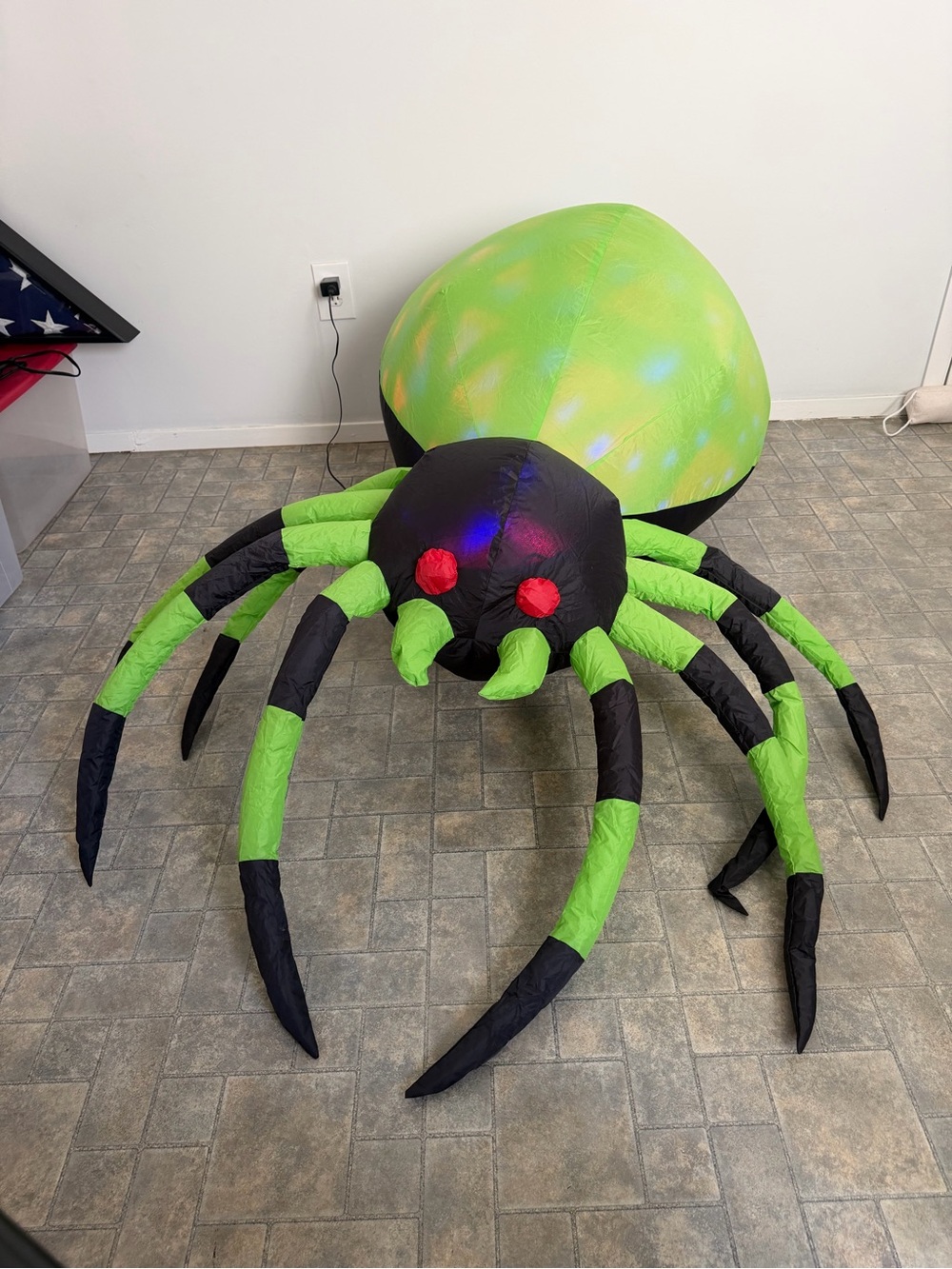 Inflatable Green & Black Spider Halloween Decor